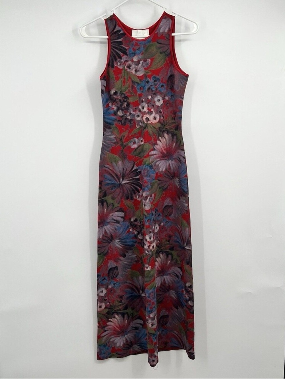 Floral Red Sleeveless Maxi Dress